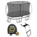 Springfree Outdoor Oval Jumping Trampoline with Net Enclosure, Basketball Hoop Game, and Step Ladder, Accessories for Backyard, Black (Lrg Oval (8ft x 13ft))