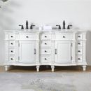 72" Carrara White Marble Countertop Bathroom Vanity Double Sink Bath Cabinet