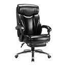 LiuGUyA Home Office Desk Chairs Reclining Office Leather Chair Computer Chair Boss Chair Home Reclining Swivel Chair with Footrest Black