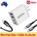 55W 4 Port USB-C PD Fast Charging Wall USB C Charger Power Adapter Type-C Brick