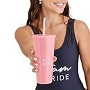 Ginger Ray Team Bride' Pink Drinks Cup with Lid and Re-usable Straw 700ml