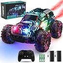 Hialotvt Remote-Control-Car, 2.4GHz High Speed Rc Cars Truck, Offroad Monster Hobby Racing Car with LED Colorful Bodylight and Rechargeable Battery, Car Toy Gift 3 4 5 6 7 8 Year Old Boys Girls Kids