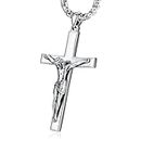 Eusense Archangel Michael/Saint Christopher/Saint Jude Thaddeus/Seven Archangels/Holy Mary/Jesus Cross Pendant Amulet Necklace Gifts for Father's Day 925 Silver Christian Chain Jewellery Men Women,