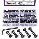 Swpeet 120Pcs M6x16mm/20mm/25mm/30mm/35mm Carbon Steel Black Hex Drive Socket Cap Bolts Barrel Nuts Kit with 1Pcs Allen Wrench, Screw Post Fit for Furniture Countsunk Belt Buckle Leather Binding Bolts