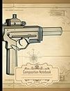 Composition Notebook College Ruled: Schematic of Laser Gun on Vintage Detailed Paper, Ideal for Writing, Size 8.5x11 Inches, 120 Pages