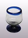 Mexican Blown Glass Cognac Glasses Cobalt Blue Rim (Set of 6)