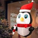 Santaco Christmas Inflatables LED Light Inflatable Christmas Penguin 90cm with Scarf Christmas Outdoor Decoration Blow up for Xmas Indoor Home
