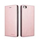 QLTYPRI Case for iPhone 6 iPhone 6S, Premium PU Leather Cover TPU Bumper with Card Holder Kickstand Hidden Magnetic Adsorption Flip Wallet Case Cover for iPhone 6 iPhone 6S - Rose Gold