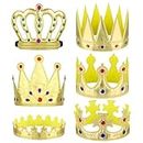 HEQU Crowns Set, 6pcs Golden King Queen Prince Princess Crown Birthday Crown Hat Gold Crown King Hats