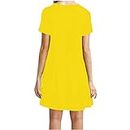 STRY Dress Blue Dresses for WomenO-Neck Party Holiday Change Dress Shirt Dress, yellow, S