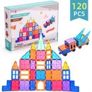120 Piece Kids Magnetic Tiles Blocks Building Toys Magnet Kit Children Gift Play