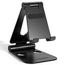 APPUCOCO Aluminium Adjustable Foldable Mobile Phone Stand Holder Dock Mount for Mobile Cell Phones, Smartphones, Tablets (Black)