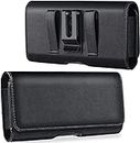 TDG Pu Leather Belt Pouch Holster for Apple iPhone Smartphones & Mobiles (Display 5 to 6.5 inches) (Black, 6.0)