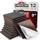 X-PROTECTOR Non Slip Furniture Pads – 12 Premium Furniture Grippers 3"! Best SelfAdhesive Rubber Feet Furniture Feet – Ideal Non Skid Furniture Pad Floor Protectors – Keep Furniture in Place!