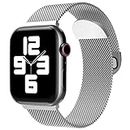 Sounce Metal Stainless Steel Bands Compatible with Watch Bands, Loop Magnetic Milanese Mesh Strap for iWatch Series 8 7 6 5 4 3 2 SE [Watch NOT Included] (38MM 40MM / 41MM Ultra) Silver
