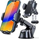 [Upgrade 80LBS Strong Suction] YRU Car Phone Holder Mount,[Bumpy Road Stable] Dashboard Cell Phone Holder for Car Air Vent Windshield Phone Stand for 15 14 13 Pro Max Samsung, Black