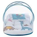 superminis Digital Print Cotton Bedding Set Thick Base Foldable Blue With Mosquito Net And Head Pillow - Zip Closure (Sky Blue, 12-18 Months, Single Size), Baby