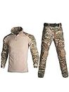 HARGLESMAN G3 Combat Clothes Suits Camo with Knee Pads for Men Tactical Shirts Trousers for Work Training Hunting Military Airsoft Paintball Uniform Sets Apparel Gear Camo M