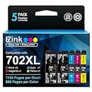 E-Z Ink (TM Remanufactured Ink Cartridge Replacement for Epson 702XL 702 T702XL T702 to use with Workforce Pro WF-3720 WF-3733 WF-3730 Printer (5 Pack)