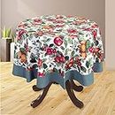 Bilberry Furnishing By Preeti Grover Cotton, Decorative Hand Made Cotton Fruit Print Round 4 Seater Table Cloth (Red and Green, 60 Inch)