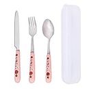 MEZON Stainless Steel Knife Fork Spoon Tableware Set with Case Cute Cutlery Dinnerware with Stylish Ceramic Hand Grip for Children (Multicolor)
