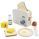 PairPear Pop up Toaster Play Kitchen Playset - Wooden Toy Food 11 Accessories for Kids