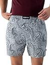 DAMENSCH Men's Regular Fit Cotton Breeze Ultra - Light Printed Pack of 1 Boxer Shorts Cotton, Boxers for Men,Cotton Shorts for Men, Boxer Shorts for Men-Marble Grey-M