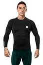 Quada Men's Compression Full Sleeve High Performance Plain Cool Dry Athletic Fit Multi Sports Stretchable Gym Tshirts for Men (Black, S)