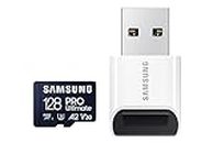 Samsung PRO Ultimate microSD Speicherkarte, 128 GB, UHS-I U3, 200 MB/s Lesen, 130 MB/s Schreiben, Inkl. USB-Kartenleser, Für Smartphone, Drohne oder Action-Cam