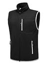 YSENTO Men's Golf Vest Lightweight Softshell Windproof Hiking Running Sleeveless Jackets Black XL