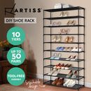 Artiss Shoe Rack 10 Tier Shelves Shoes Cabinet Storage 50 Pairs Steel Stand