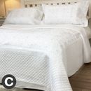 Luxus venezianische bestickte weiß/silberne elegante Scroll Gesteppte Bettwäsche Set