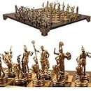 Uber Games Poseidon Chess Set - Made From Zinc In Gold & Silver Finish - Raised Board Set - All in Foldable Wooden Storage Box