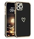 GUAGUA Case for iPhone 11 Pro, Cases Cute Heart Pattern Soft TPU Plating Cover for Women Girls with Camera Protection & 4 Corners Shockproof Protection Phone Cases for iPhone 11 Pro 5.8" Black