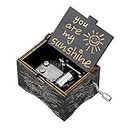 Caja de música de manivela de madera vintage Eres mi regalo de sol para el amante de la familia Cumpleaños/Navidad/Día de San Valentín (Black-You are my SunShine)