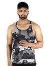 DECISIVE Fitness Men's Polyester Gym Camo Vest Stringer Grey - Large