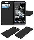 ACM Mobile Leather Flip Flap Wallet Case Compatible with Zte Axon 7 Mobile Cover Black