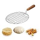 Suzec Wire Round Wooden Handle Roaster Papad Jali, Paneer Grill, Roti Maker, Barbeque Jali Roaster Chapati Toast Grill Roaster
