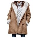 Womens Gifts for Christmas Plus Size Winter Coats for Women 2023 Warm Sherpa Fleece Lined Distressed Jackets Hooded Parka Faux Suede Pea Coat Outerwear Amazon Clearance Warehouse Deals My Orders