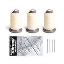 WUTA Waxed Thread Hand Sewing Needles Set Leather Stitching Supplies for Home Upholstery Leather Canvas Bags Sofa Furniture Canvas Repair and Sewing (White)