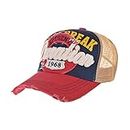 WITHMOONS Meshed Baseball Cap Distressed Trucker Hat Star KR1185 (Red)