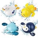 twoonto Bath Toys, Wind Up Bath Toys 4 Pcs for Baby Kids Bathtub Toys Bathroom Float Toy for Toddler Boys Girls 0 1 2 3 4 Years Old