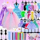 Fashion Designer Kit for Girls, Sewing Kit with 4 Mannequins, DIY Art & Craft Activity for Kids, Girl Toys for Age 6 7 8 9 10 11 12+ Year Old Gifts