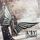 Large 3D Metal Polished Angel Wings Victory Holy Car Sticker Decal Emblem Silver