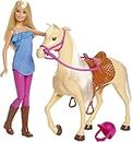 Barbie Doll & Horse Set, Blonde Fashion Doll in Riding Outfit & Light Brown Horse with Saddle, Bridle & Reins