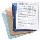 Smead Organized Up Poly Translucent Slash File Jacket, Three-Hole Punched, Letter Size, Assorted Colors, 5 per Pack (89505)