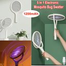 5 In1 Mosquito Bug Zapper Electronic Fly Swatter USB Recharge Racket Insect Kill