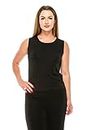 Jostar Women's Basic Tank Top – Sleeveless Round Neck Stretch Casual Solid T Shirts 2011BN-TRS1 Black L