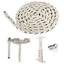 OugeWood Single Speed Bike Chain Repair Kit Include Bicycle Chain Single Speed Fully Plated 1/2 x 1/8 Inch 114 Links/Chain Breaker/Chain Checker/1 Pairs Bicycle Missing Link，Reusable（Silver）