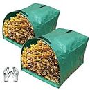 Gardzen 2-Pack Large Yard Dustpan-Type Garden Bag for Collecting Leaves - Reuseable Heavy Duty Gardening Bags, Lawn Pool Garden Leaf Waste Bag - 53 Gallon Per Bag, Come with Gloves